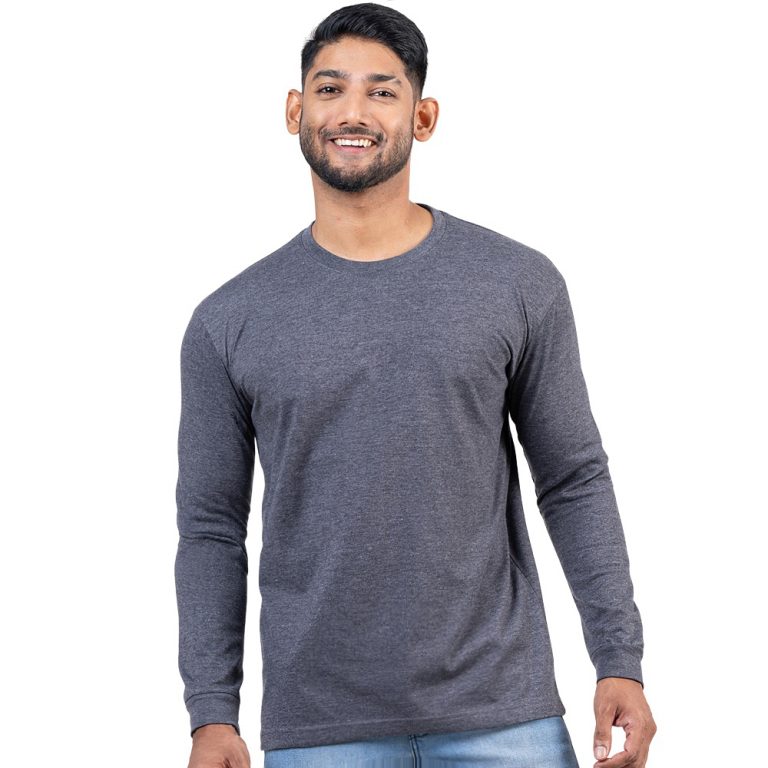Charcoal Grey Plain Long Sleeve Shirt