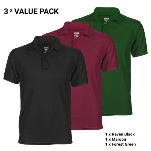 3-Pack Polo T-Shirts for Men – Raven Black, Maroon, Forest Green – T-Shirt Republic Sri Lanka