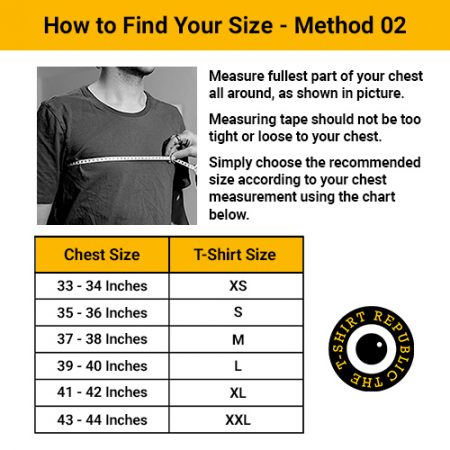 size chart of men's t shirt