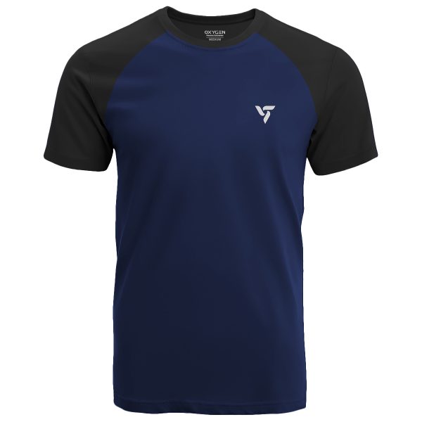 Navy Blue & Jet Black Sports T-Shirt