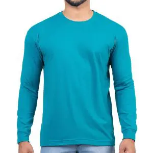 Teal Blue Men's Long Sleeve T Shirt