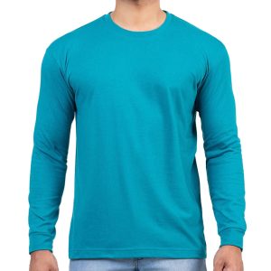 Men’s Teal Blue Long Sleeve T-Shirt in Sri Lanka – Casual Wear for Everyday Style