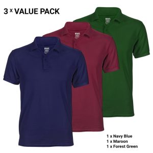 3-Pack Polo T-Shirts for Men – Navy Blue, Maroon, Forest Green – T-Shirt Republic Sri Lanka